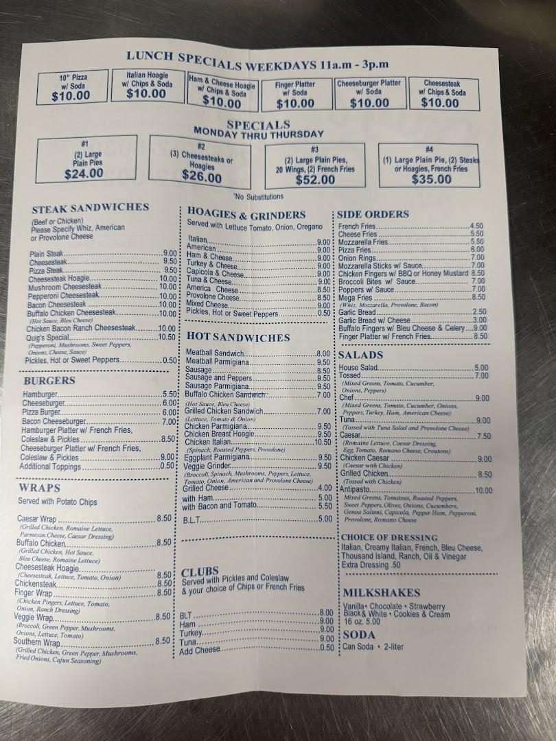 Quig's Pizza Steaks & Hoagie's