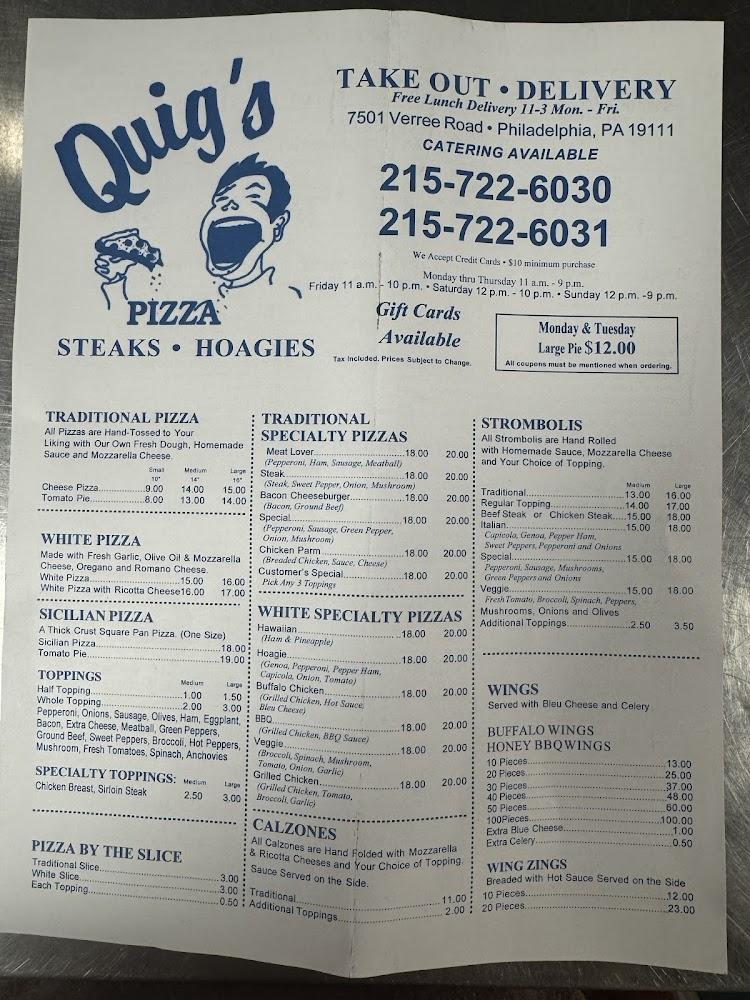 Quig's Pizza Steaks & Hoagie's Buffalo Chicken Breast Sandwich